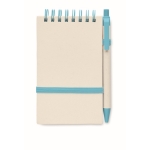 Notepad & matching pen made from recycled milk cartons, A6 turquoise colour second view