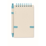 Notepad & matching pen made from recycled milk cartons, A6 turquoise colour third view