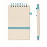 Notepad & matching pen made from recycled milk cartons, A6 turquoise colour sixth view