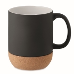 Ceramic coffee mug with cork base, 300 ml black colour