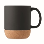 Ceramic coffee mug with cork base, 300 ml black colour second view