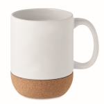 Ceramic coffee mug with cork base, 300 ml white colour