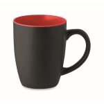 Matte black ceramic mug with coloured inside, 290 ml red colour