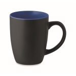 Matte black ceramic mug with coloured inside, 290 ml royal blue colour