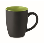 Matte black ceramic mug with coloured inside, 290 ml lime colour