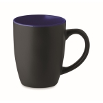 Matte black ceramic mug with coloured inside, 290 ml ultramarine blue colour