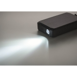 Solar power bank with dynamo and LED light in black, 8,000 mAh black colour second photographic view