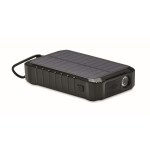 Solar power bank with dynamo and LED light in black, 8,000 mAh black colour ninth view