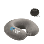 Foam travel pillow with pocket for travel grey colour view with print area