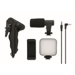 Tripod set with microphone and light for mobile phones black colour fourth view