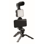 Tripod set with microphone and light for mobile phones black colour sixth view