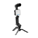 Tripod set with microphone and light for mobile phones view with print area