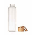 Glass drinking bottle, silicone cover, bamboo closure, 500 ml royal blue colour seventh view