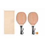 Beach set with wooden beach tennis racket with ball wood colour