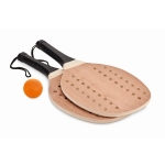 Beach set with wooden beach tennis racket with ball wood colour second view