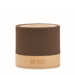 5.3 speaker made of RPET & bamboo with hands-free system brown colour view with print area