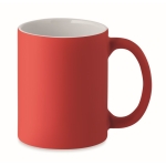 Classic matte ceramic coffee mug for events, 300 ml red colour