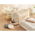 Sustainable toiletry bag made of organic canvas, 220 g/m2 beige colour main ambient view