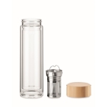 Glass bottle with tea infuser, bamboo lid & handle, 400 ml transparent colour second view