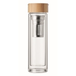 Glass bottle with tea infuser, bamboo lid & handle, 400 ml transparent colour sixth view