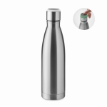 Steel bottle with hydration reminder, 500ml matt silver colour