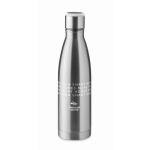 Steel bottle with hydration reminder, 500ml matt silver colour main view