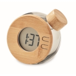 Bamboo case clock that works without a battery transparent grey colour