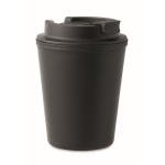 Recycled plastic thermal mug with spout, 300 ml black colour