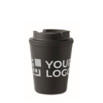 Recycled plastic thermal mug with spout, 300 ml black colour view with print area