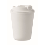 Recycled plastic thermal mug with spout, 300 ml white colour