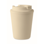 Recycled plastic thermal mug with spout, 300 ml beige colour