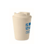 Recycled plastic thermal mug with spout, 300 ml beige colour view with print area