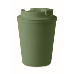 Recycled plastic thermal mug with spout, 300 ml dark green colour