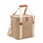 Large canvas cooler bag with carrying strap, 450 g/m2 beige colour