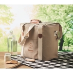 Large canvas cooler bag with carrying strap, 450 g/m2 beige colour main ambient view