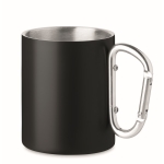 Double-walled metal cup with carabiner handle, 300 ml black colour