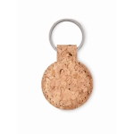 Affordable round cork keyring beige colour second view