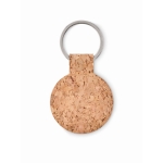 Affordable round cork keyring beige colour third view