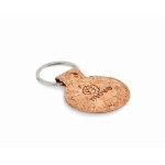 Affordable round cork keyring beige colour second main view