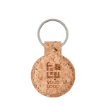 Affordable round cork keyring view with print area