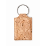 Rectangular cork keyring in a natural design beige colour second view