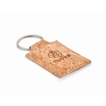 Rectangular cork keyring in a natural design beige colour second main view