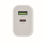 Fast charging EU charger with Type-A and Type-C port white colour second view