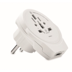 Compact travel adapter with USB Type-A port white colour