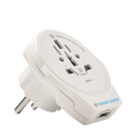 Compact travel adapter with USB Type-A port view with print area