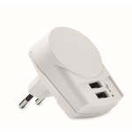 European charger with 2 USB Type-A ports white colour