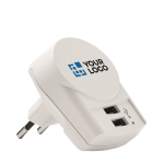 European charger with 2 USB Type-A ports view with print area