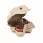 Set of 4 flower pots with cress seeds beige colour second view