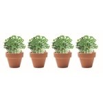 Set of 4 flower pots with cress seeds beige colour fourth view