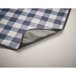 Checkered picnic blanket with water-repellent backing, 150gsm blue colour fifth photographic view